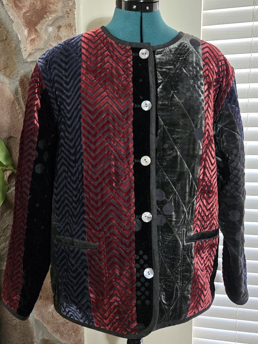 VTG 90s Koos Velvet Quilted Eclectic Boho Jacket - Wearable Art